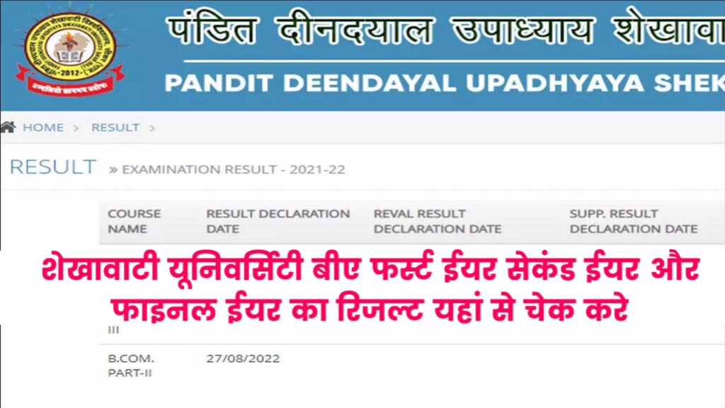 Shekhawati University BA Result Check